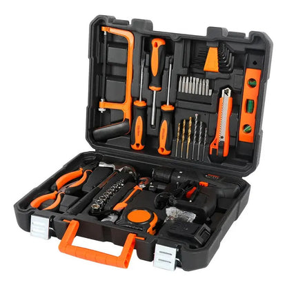 Kit Taladro 12v 10 Mm + Herramientas Manuales Y Accesorios