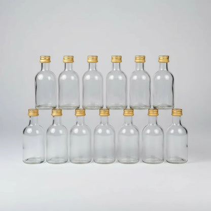 Pack 12 Mini Botellas De Vidrio 50ml Con Tapa Metálica Vidrio