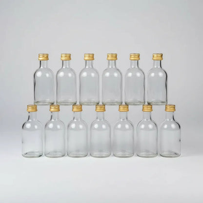 Pack 12 Mini Botellas De Vidrio 50ml Con Tapa Metálica Vidrio