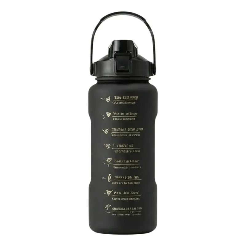 Botella Deportiva Motivacional 2l Para Hidratación Negro