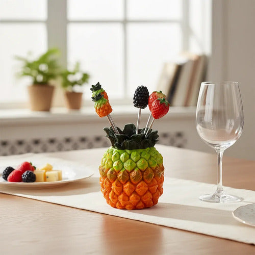 Porta Brochetas De Fruta Diseño Piña Naranja
