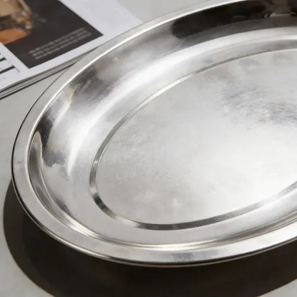 Pack 3 Bandejas Ovalada De Acero Plato Ensaladas Comida 35cm Acero Inoxidable