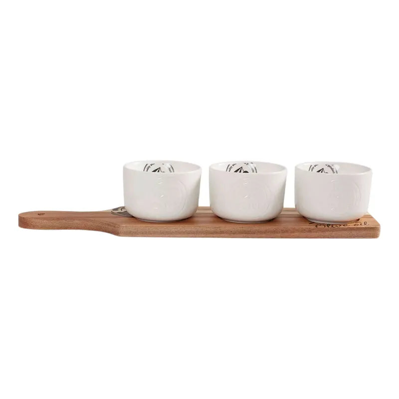 Set De Pocillos Más Tabla De Madera