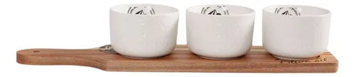 Set De Pocillos Más Tabla De Madera