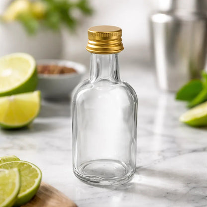 Pack 12 Mini Botellas De Vidrio 50ml Con Tapa Metálica Vidrio