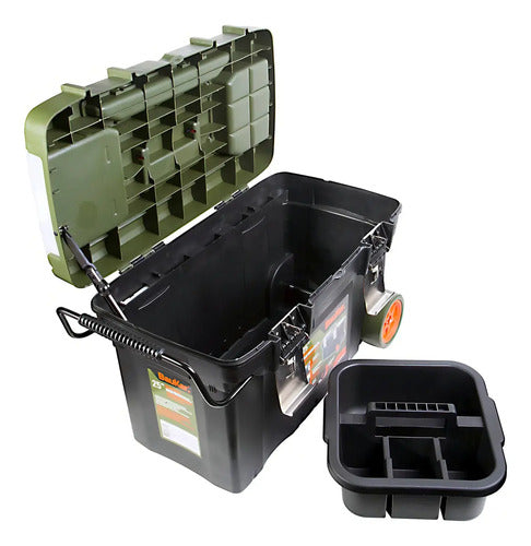 Caja De Herramientas Organizador 2ruedas 25pulgadas Bauker Verde