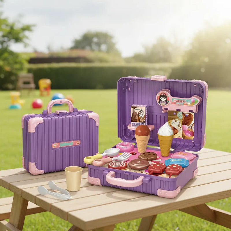 Maletín Heladería Infantil 2 En 1 | Set De Helados Y Dulces Violeta