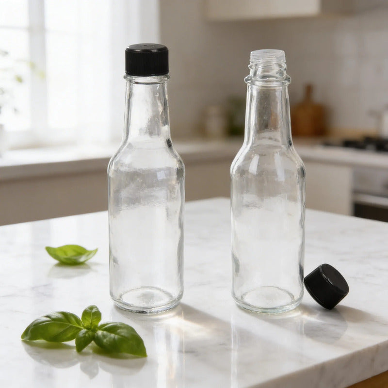 Pack 4 Botellas De Vidrio 150ml Para Salsa, Esencias Vidrio
