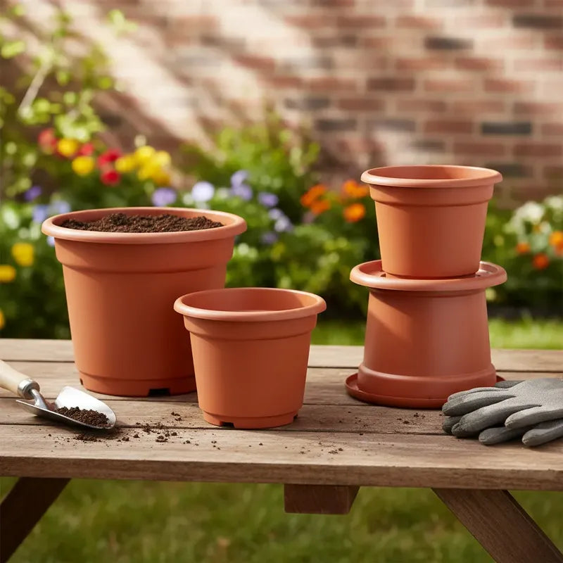 Pack 5 Macetas Plástico Duro 21x17 Cm Vivero N21 Terracota