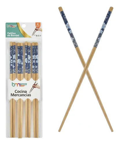 Palillos Chinos En Madera 4 Pares (8 Palillo) Sushi Madera