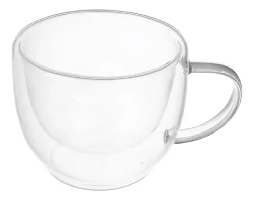 Pack 4 Tazas De Vidrio Doble Pared Redondeada 150 Ml Vidrio