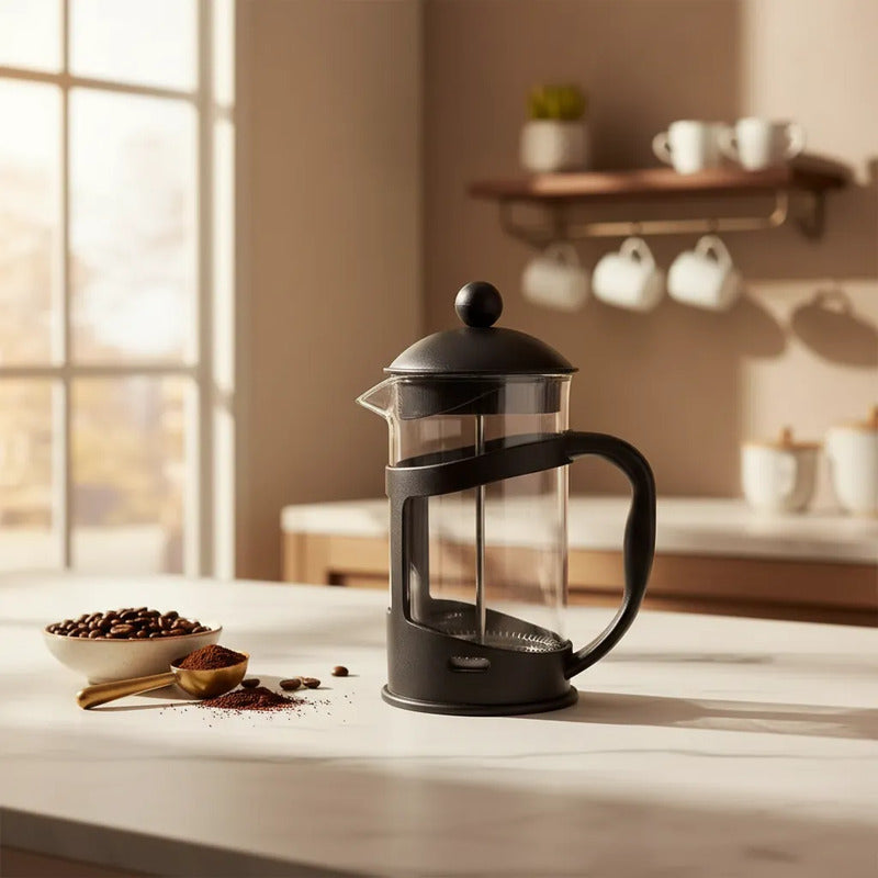 Prensa Francesa 600ml Vidrio Acero Cafetera Café Manual Té Negro