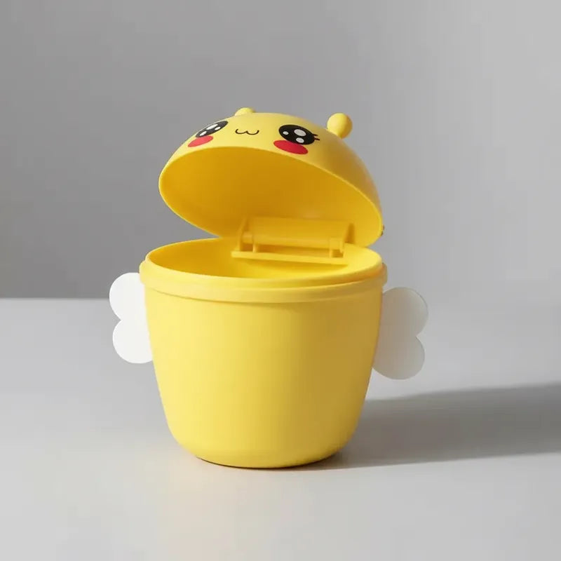 Basurero De Escritorio  Diseño De Abeja Con Tapa Amarillo