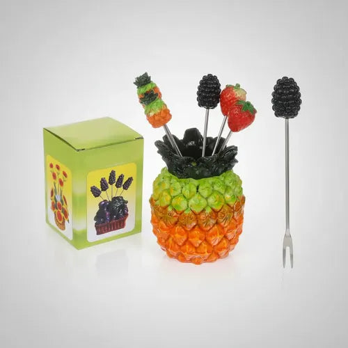 Porta Brochetas De Fruta Diseño Piña Naranja