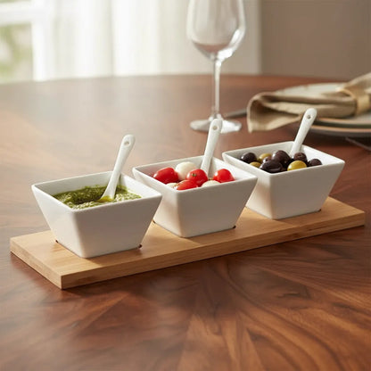 Set De Pocillos Más Tabla De Madera