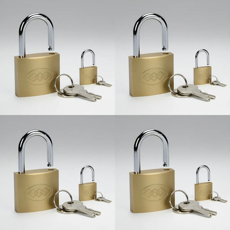 Pack 4 Candado Dorado De 50 Mm 3 Llaves Dorado
