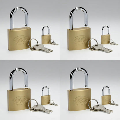 Pack 4 Candado Dorado De 50 Mm 3 Llaves Dorado