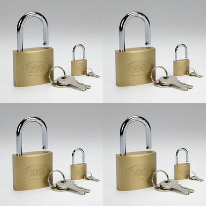 Pack 4 Candado Dorado De 50 Mm 3 Llaves Dorado