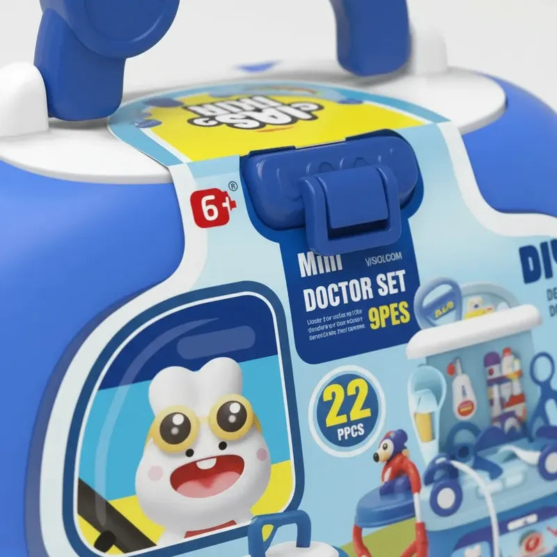 Juego De Doctor Para Niños En Maletin Forma De Auto Azul Acero