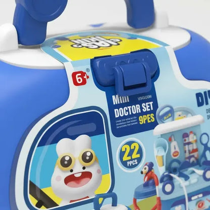 Juego De Doctor Para Niños En Maletin Forma De Auto Azul Acero