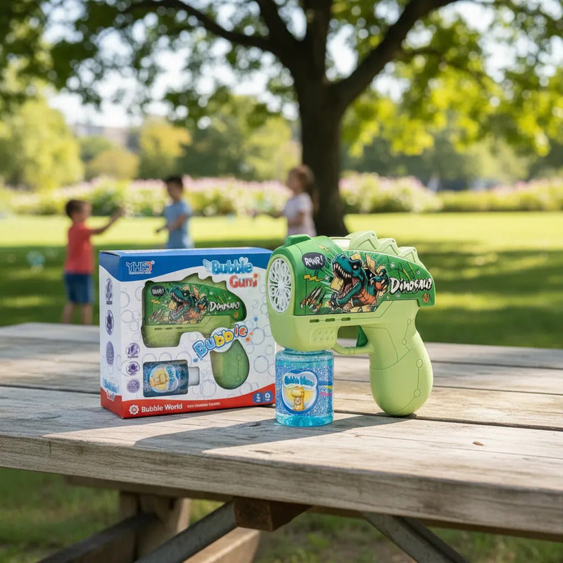 Pistola Burbuja Dinosaurio Para Niños Verde Oscuro