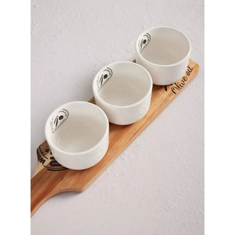 Set De Pocillos Más Tabla De Madera
