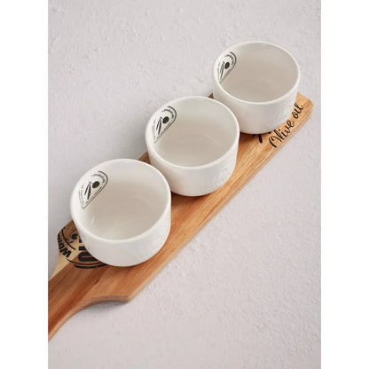 Set De Pocillos Más Tabla De Madera