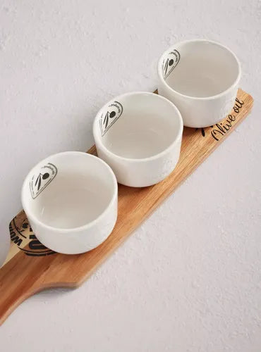Set De Pocillos Más Tabla De Madera