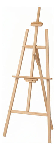 Atril Caballete Ajustable Madera Tope Altura De 1,75mts Pro Madera Natural