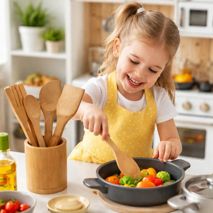 Juego De Utensilios Cocina Madera Resistente Madera