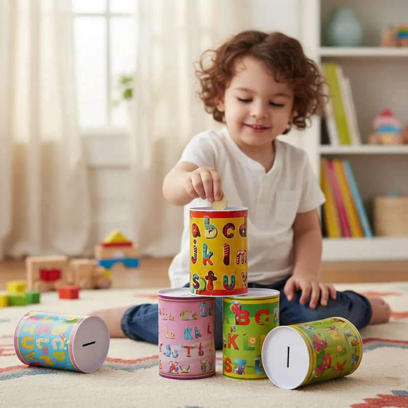 Alcancía Metálica Estampada Ahorro Monedas Infantil Alcancia