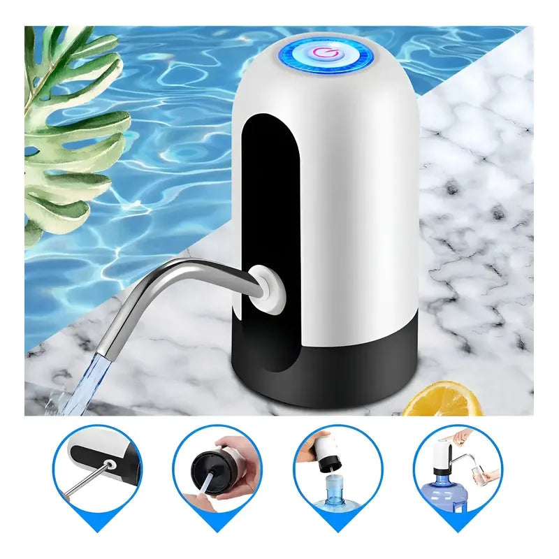 Dispensador De Agua Portátil Usb Bomba Dispensador Bidones Negro