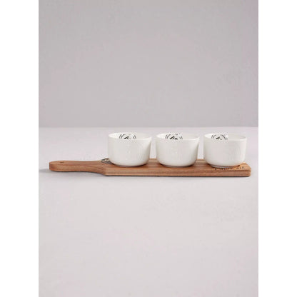 Set De Pocillos Más Tabla De Madera