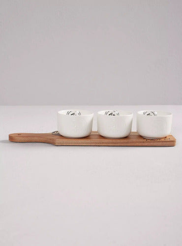 Set De Pocillos Más Tabla De Madera