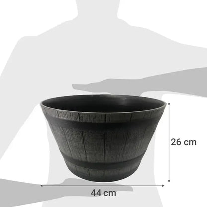 Macetero Look Barril 52×31cm Negro