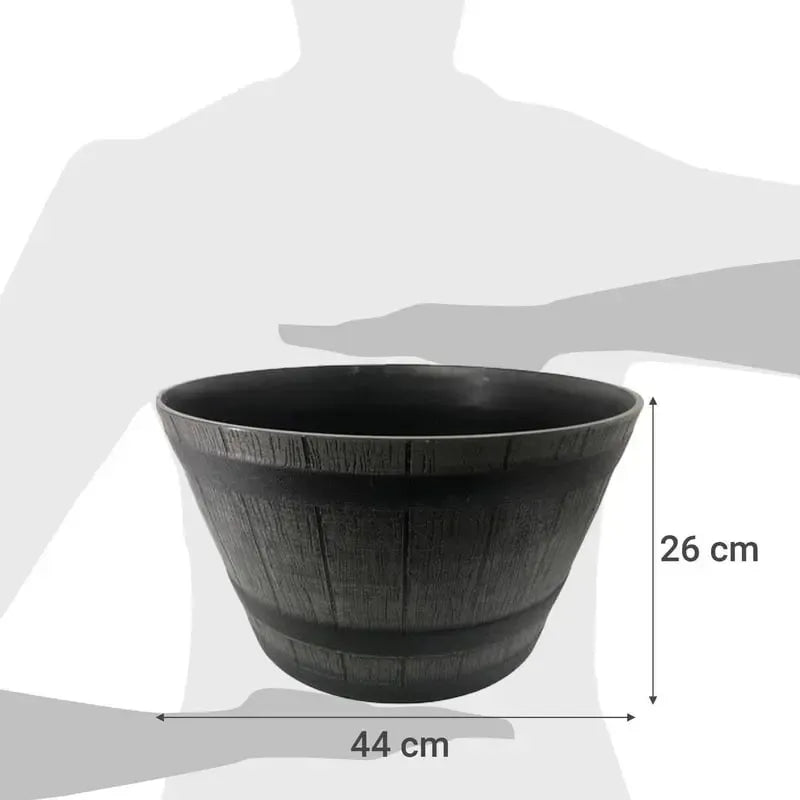 Macetero Look Barril 44×26cm Negro
