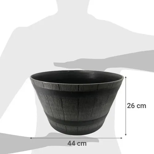 Macetero Look Barril 52×31cm Negro