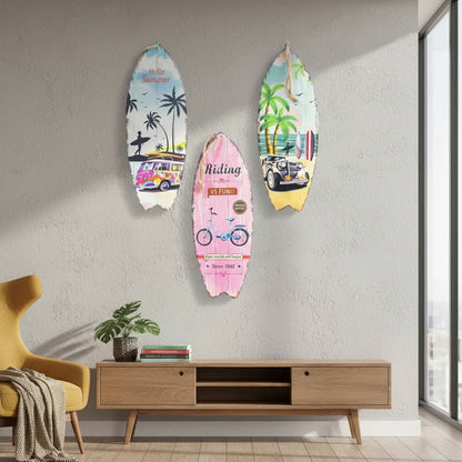 Pack 3cuadro Tabla Surf Decorativa Vertical 15x40cm Varios