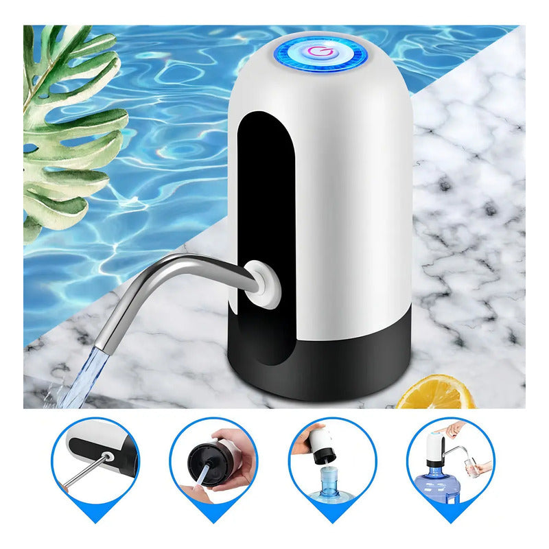Dispenser De Agua Portatil Usb Bomba Dispensador Bidones Color Blanco