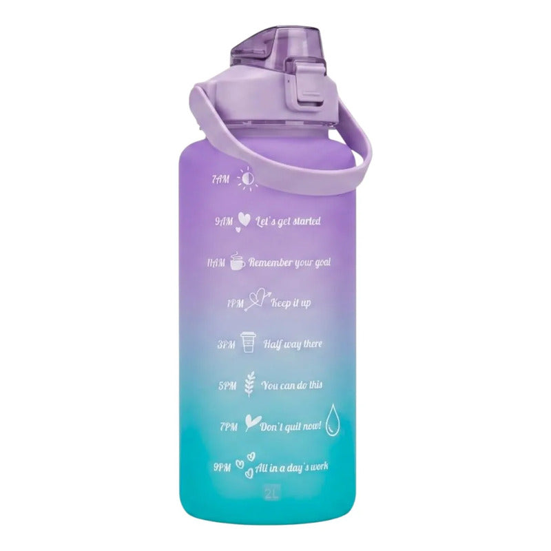 Botella Deportiva Motivacional 2l Para Hidratación Lila