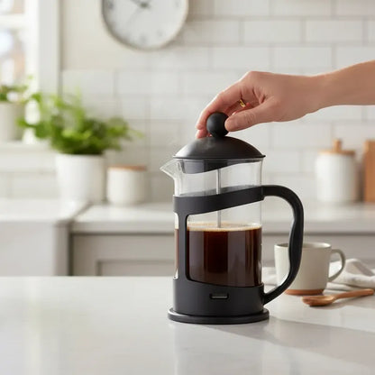 Prensa Francesa 600ml Vidrio Acero Cafetera Café Manual Té Negro