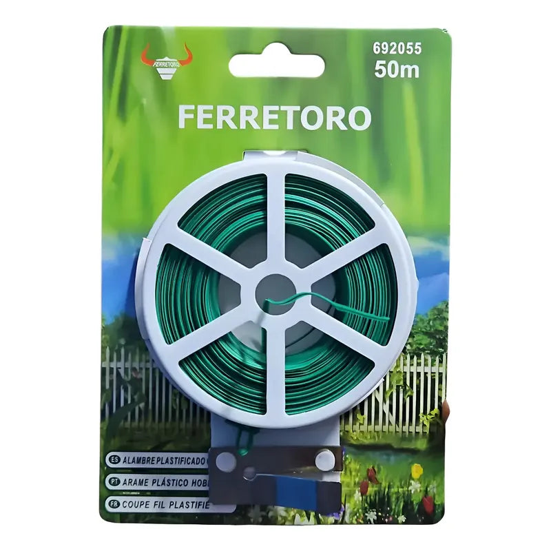 Rollo Alambre De Metal Plastificado 1.2x30mts Verde Claro