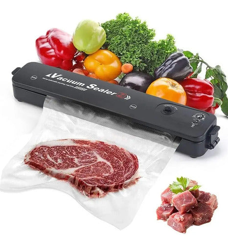 Maquina Selladora Al Vacio Para Alimentos Cocina + 10 Bolsa Negro