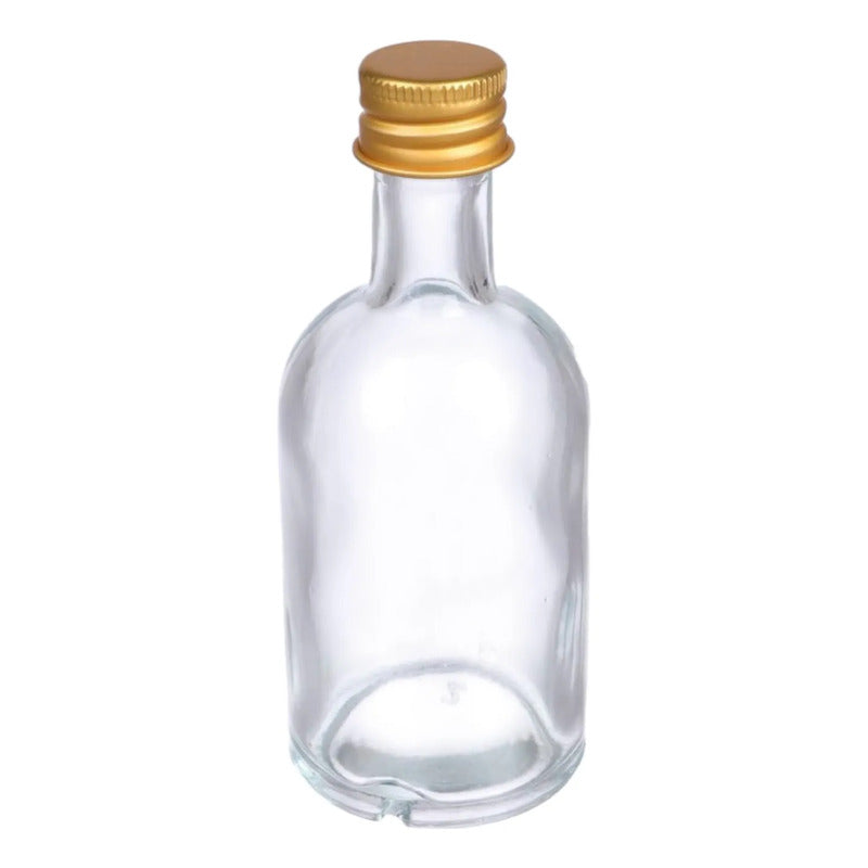 Pack 12 Mini Botellas De Vidrio 50ml Con Tapa Metálica Vidrio