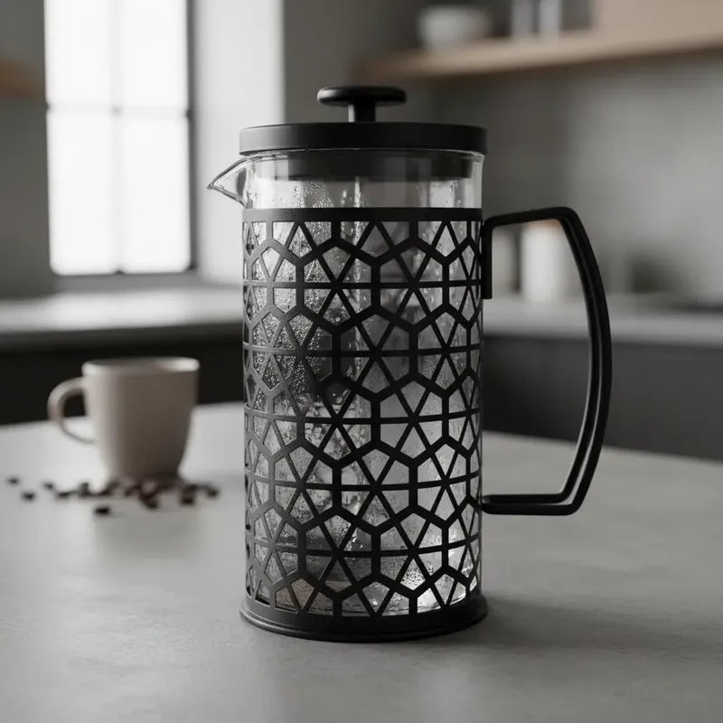 Cafetera Prensa Francesa 800ml Vidrio Acero Filtro Café Negro