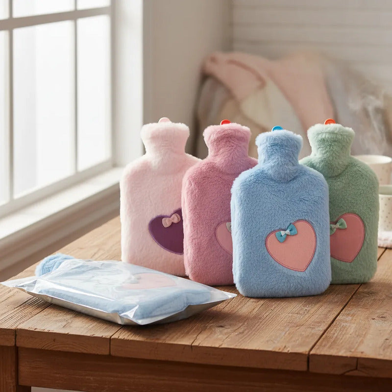 Guatero Con Funda Polar De Diseños Bolsa Agua Caliente 2lts