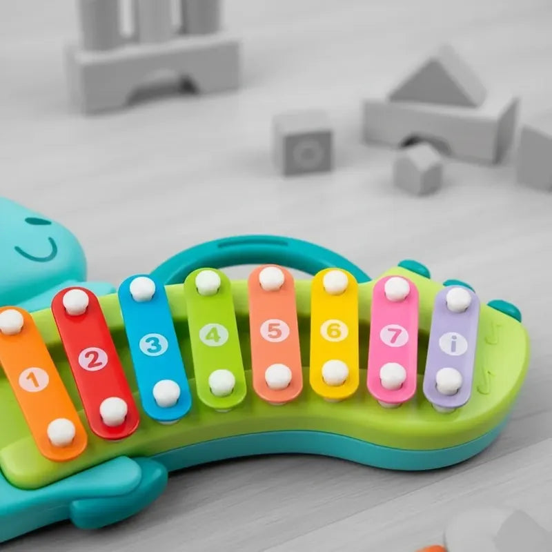 Xilófono Infantil Dinosaurio Musical Educativo 8 Notas Celeste
