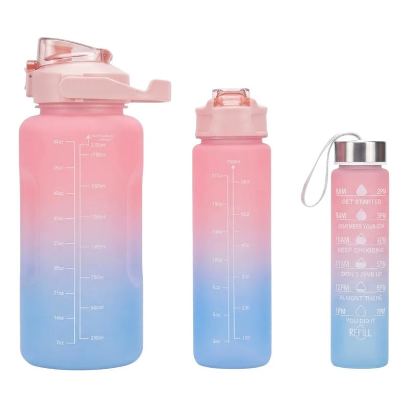 Botella Deportiva Motivacional 2l Para Hidratación Rosa