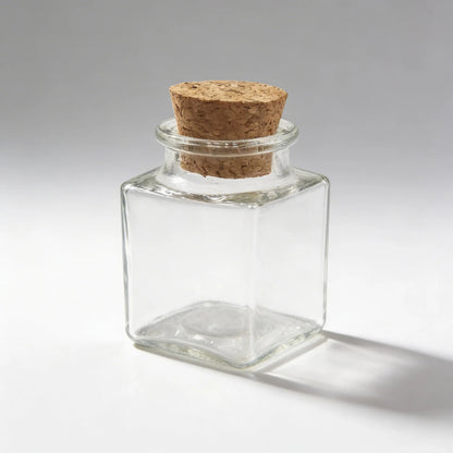 Pack 4 Frascos De Vidrio 50ml Cuadrado Con Tapa De Corcho Vidrio