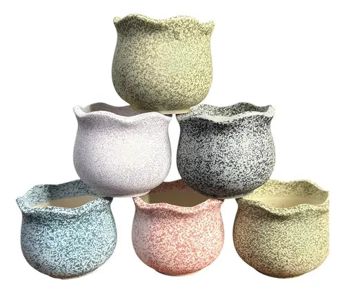 Pack 3 Maceteros Cerámica Para Suculentas 7cm Decorativos